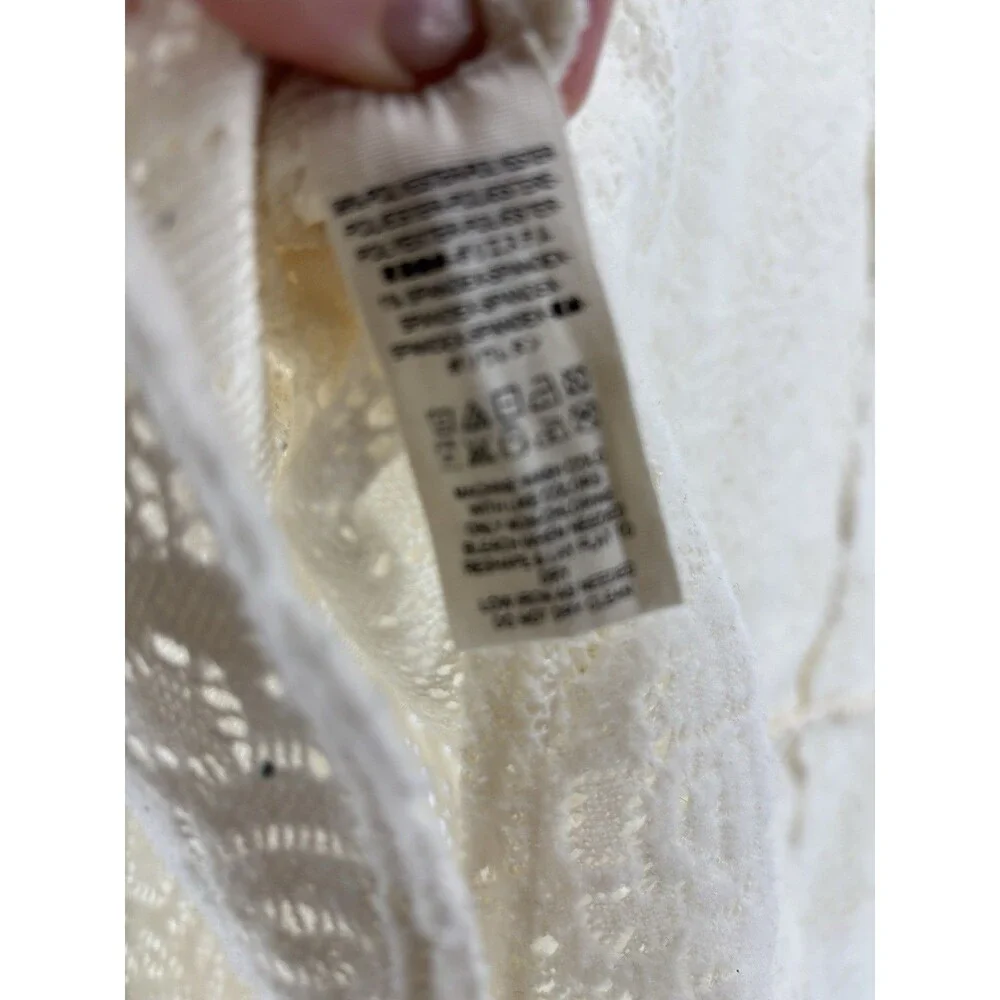 Free People Floral Soft Lace HiLo Oversize Top Boho Festival Ivory Small